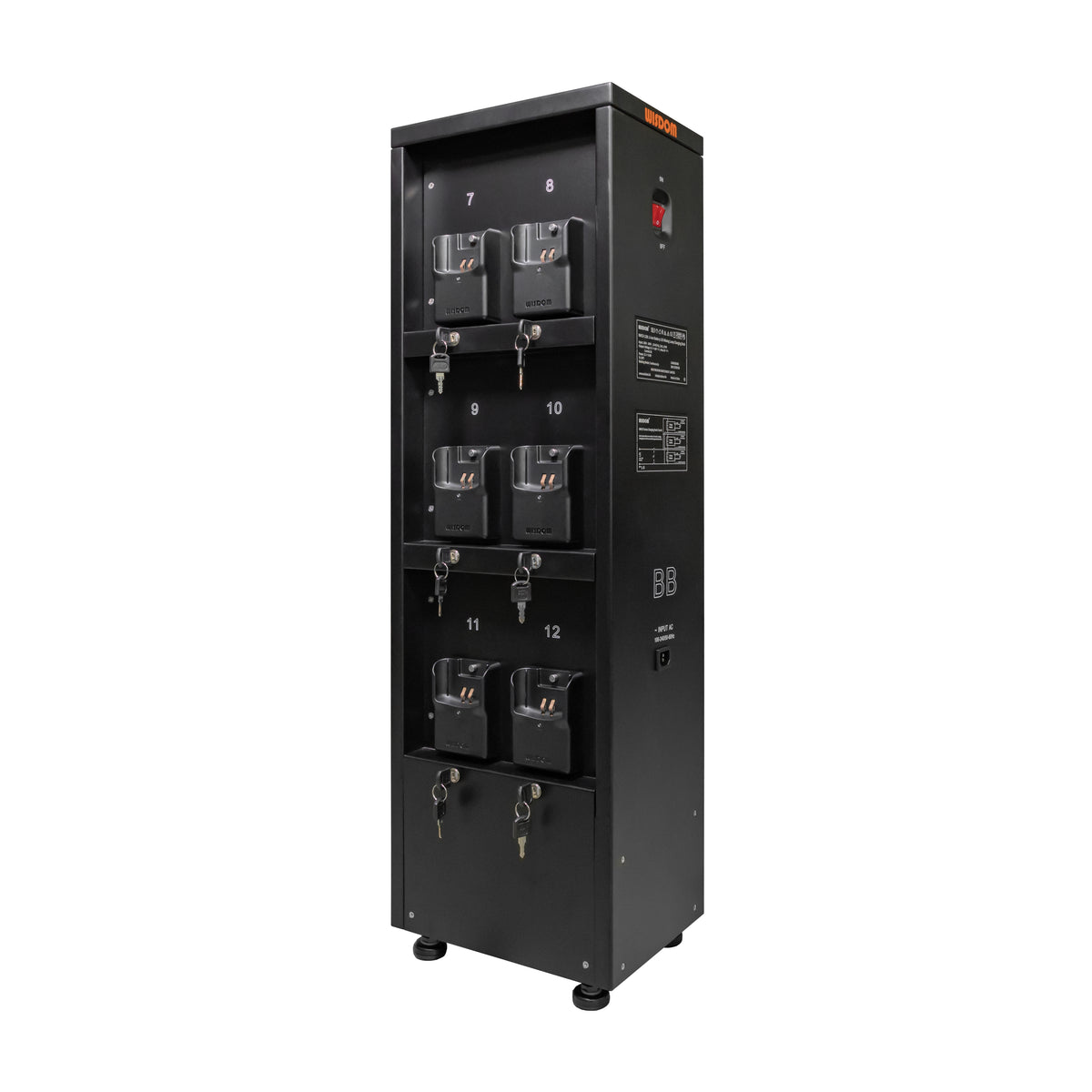 Electrical Charger Rack NWCR-12BL Lockable Charging Rack for Cordless Lamps